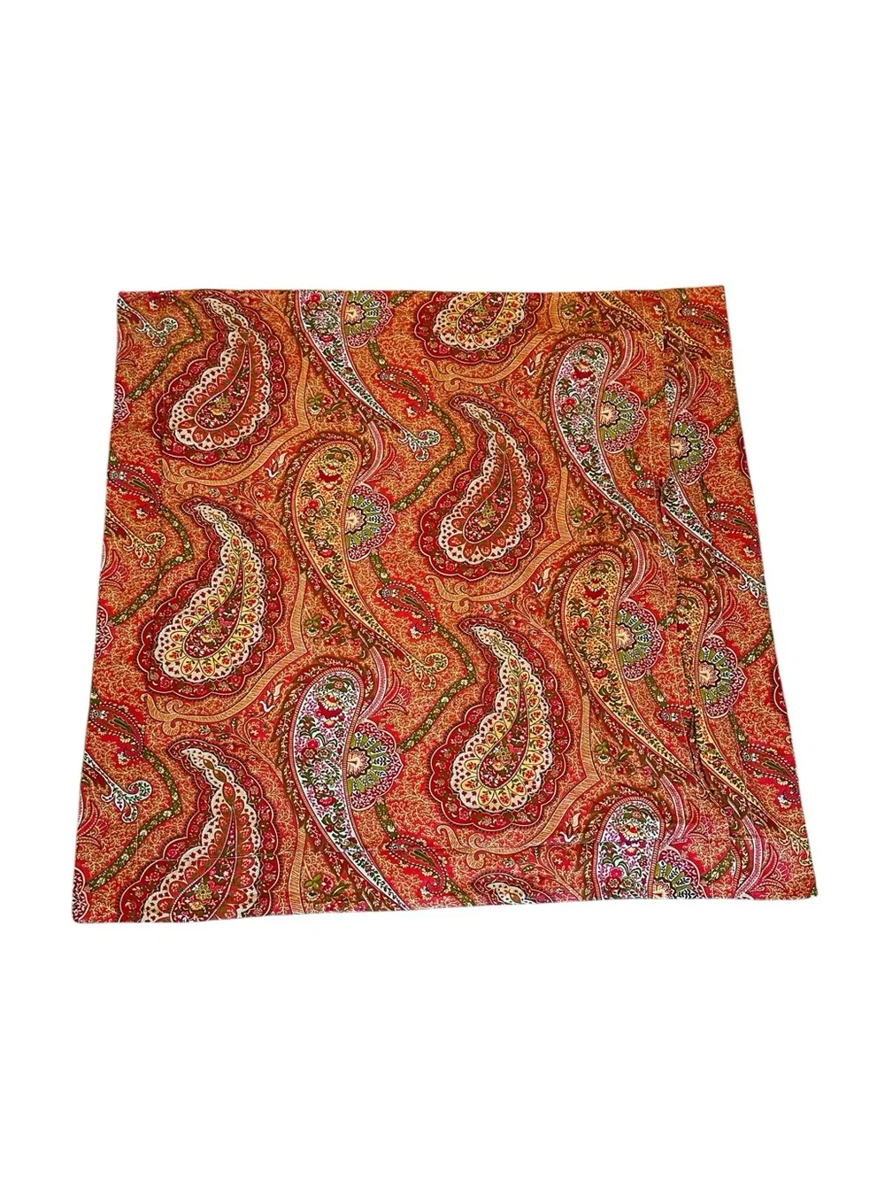 Pottery Barn Euro Pillow Sham Decorative Paisley Rust Orange Boho 30x28